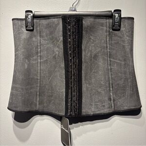 Amia Cincher‎ Shape wear Black Latex Hook & Eye Corset Waist trainer SzXL NWT